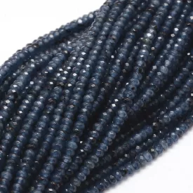   Fazettált Kék Jade Korong Ásványgyöngy Gyöngyfüzér 4x2-3mm