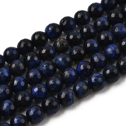 Fazettált Kék Tigrisszem Ásványgyöngy 8mm