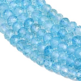 Fazettált Kék Topáz Ásványgyöngy Gyöngyfüzér 4x3mm