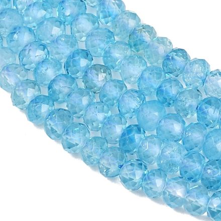 Fazettált Kék Topáz Ásványgyöngy Gyöngyfüzér 4x3mm