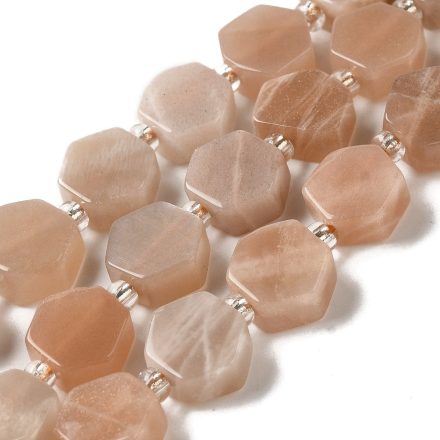 Fazettált Lapos Hexagon Napkő Ásványgyöngy Gyöngyfüzér 8,5-9x8,5-10x4-5mm
