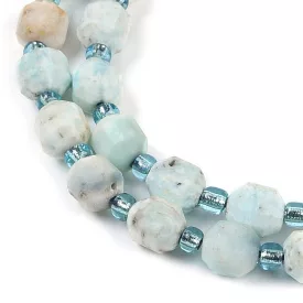 Fazettált Larimar Larimár Ásványgyöngy 7x6mm
