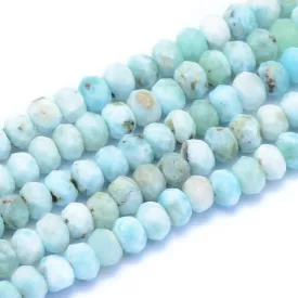   Fazettált Larimar Larimár Korong Ásványgyöngy Gyöngyfüzér 4x3mm
