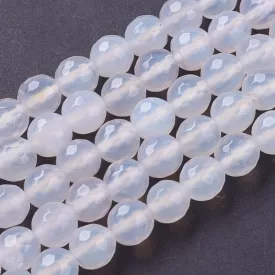   Fazettált Natúr Fehér Jade Ásványgyöngy Gyöngyfüzér 10mm
