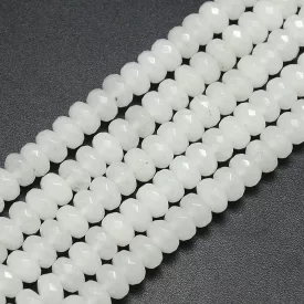   Fazettált Natúr Fehér Jade Korong Ásványgyöngy Gyöngyfüzér 4x2mm