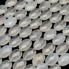   Fazettált Ovális Tejkvarc Natur Kvarc Ásványgyöngy 17x13x6mm
