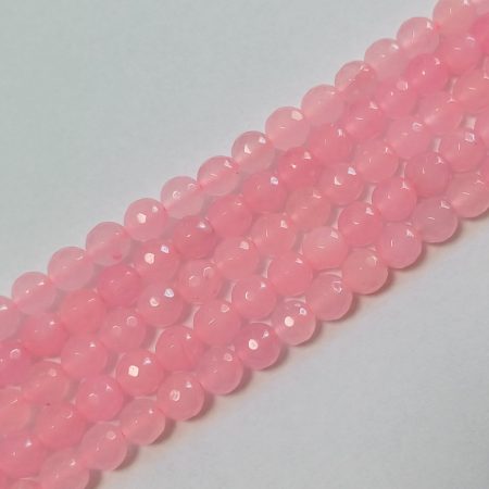 Fazettált Rózsaszín Pink Jade Ásványgyöngy Gyöngyfüzér 8mm