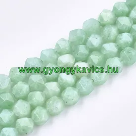   Fazettált Polygon Akvamarin Jade Ásványgyöngy Gyöngyfüzér 10mm