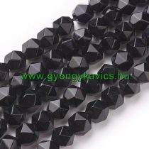   Fazettált Polygon Fekete Jade Ásványgyöngy Gyöngyfüzér 8mm