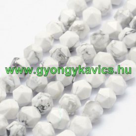 Fazettált Polygon Howlit Ásványgyöngy 6mm