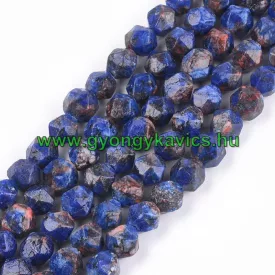Fazettált Polygon Kék Piros Jade Ásványgyöngy 8mm