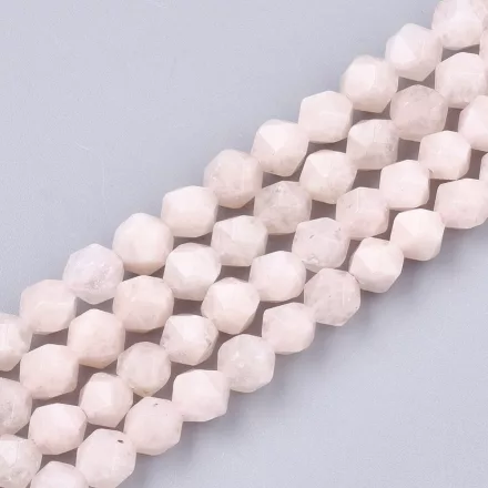 Fazettált Polygon Rózsaszín Berill Morganit Ásványgyöngy Gyöngyfüzér 8mm (7-8mm)