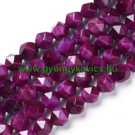   Fazettált Polygon Rózsaszín Tigrisszem Ásványgyöngy 8mm