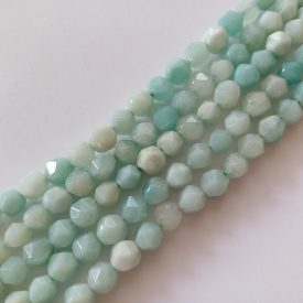 Fazettált Polygon Türkiz Amazonit Ásványgyöngy 6mm