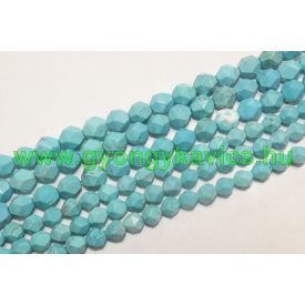 Fazettált Polygon Türkiz Howlit Ásványgyöngy 10mm