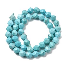   Fazettált Polygon Türkiz Howlit Ásványgyöngy Gyöngyfüzér 6mm