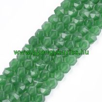 Fazettált Polygon Zöld Jade Ásványgyöngy 8mm