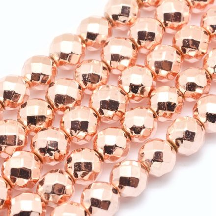 Fazettált Rózsaarany Hematit Ásványgyöngy Gyöngyfüzér 10mm