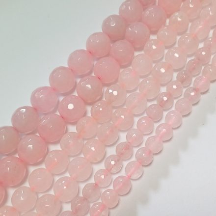 Fazettált Rózsakvarc Ásványgyöngy 10mm