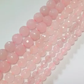 Fazettált Rózsakvarc (Világos) Ásványgyöngy 8mm