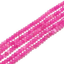   Fazettált Rózsaszín Jade Korong Ásványgyöngy Gyöngyfüzér 4-5x3mm