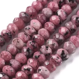   Fazettált Rózsaszín Jade (2) Korong Ásványgyöngy Gyöngyfüzér 4x2-3mm
