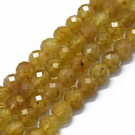 Fazettált Sárga Apatit Ásványgyöngy 4mm