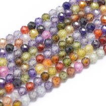   Fazettált Színes Cirkón Cirkónia Kristály Ásványgyöngy 4mm