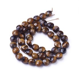   Fazettált Tigrisszem Lapos Korong Ásványgyöngy 8,5-9x6-6,5mm