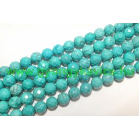 Fazettált Türkiz Howlit (2) Ásványgyöngy 10mm
