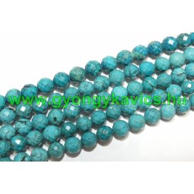 Fazettált Türkiz Howlit (2) Ásványgyöngy 8mm