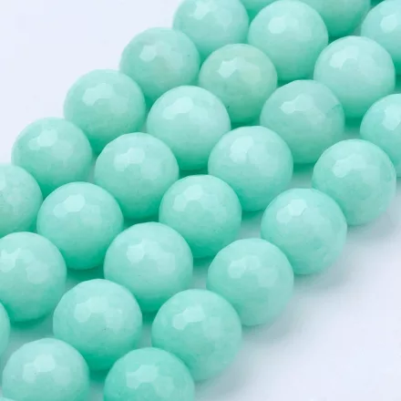 Fazettált Türkiz Türkizkék Jade Ásványgyöngy 10mm