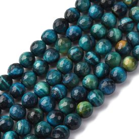 Fazettált Türkiz Tigrisszem Ásványgyöngy 8mm