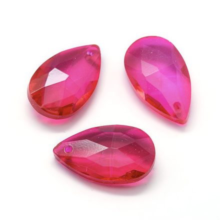 Fazettált Pink Rózsaszín (40) Üveg Prizma Medál Csüngő Dísz Napfogó 22x13x8,5mm