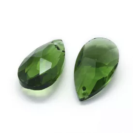   Fazettált Zöld (43) Üveg Prizma Medál Csüngő Dísz Napfogó 22x13x8,5mm