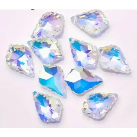   Fazettált Kék Opálos (7) Üveg Prizma Medál Csepp Csüngő Dísz 16x11x5mm