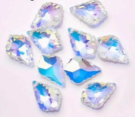 Fazettált Kék Opálos (7) Üveg Prizma Medál Csepp Csüngő Dísz 16x11x5mm