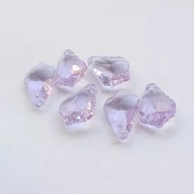   Fazettált Levendula Lila (4) Üveg Prizma Medál Csepp Csüngő Dísz 16x11x5mm