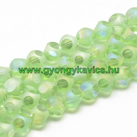 Fazettált Zöld Dobókocka Üveggyöngy 8mm