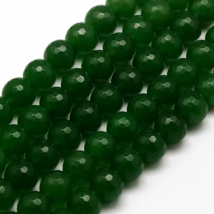Fazettált Zöld Jade Ásványgyöngy 10mm