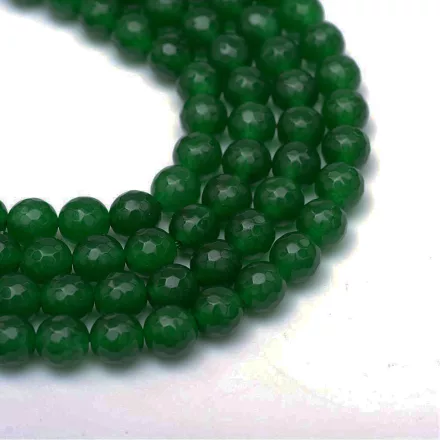 Fazettált Zöld Jade Ásványgyöngy 6mm