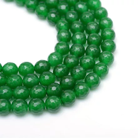 Fazettált Zöld Jade Ásványgyöngy 8mm