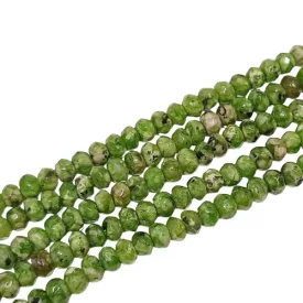 Fazettált Zöld Jade (2) Korong Ásványgyöngy 4x2-3mm