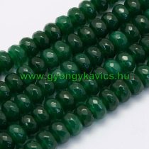 Fazettált Zöld Jade Korong Ásványgyöngy 8x5mm