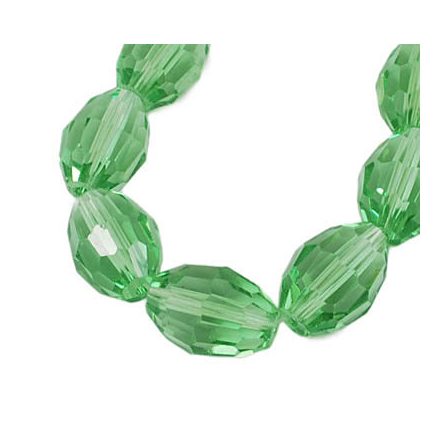 Fazettált Zöld Kúpos Henger Üveggyöngy 6x4mm