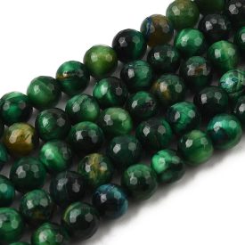 Fazettált Zöld Tigrisszem Ásványgyöngy 8mm