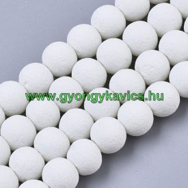 Fehér Színű Festett Üveggyöngy Lávakő Imitáció 8mm