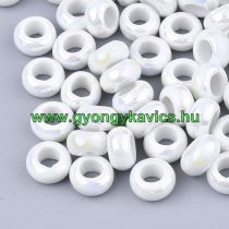   Fehér Gyöngyház Porcelán Charm Köztes Gyöngy 12-13x6,5mm 