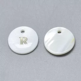 Fehér Kagyló R Betű ABC Medál 13mm