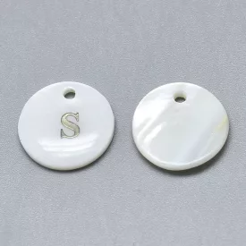 Fehér Kagyló S Betű ABC Medál 13mm